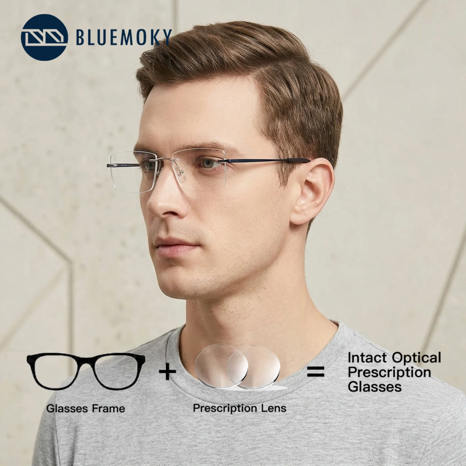 BLUEMOKY Metal Frameless Prescription Glasses Rectangle Optical Anti Blue Light Photochromic Eyeglasses for Man
BLUEMOKY Metal Frameless Prescription Glasses Rectangle Optical Anti Blue Light Photochromic Eyeglasses for Man