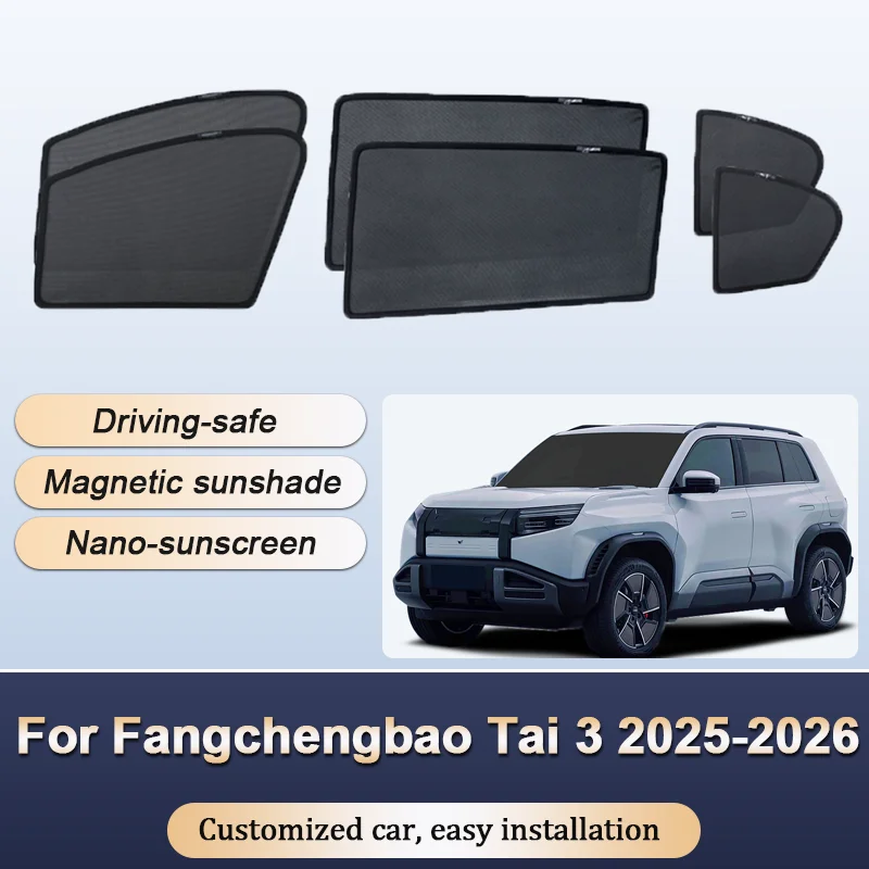 Sun Shades For BYD Fangchengbao Tai 3 2025-2026 Mesh Sunshades Magnetic Heat Insulation Window Visor Curtains Car Accessories
Sun Shades For BYD Fangchengbao Tai 3 2025-2026 Mesh Sunshades Magnetic Heat Insulation Window Visor Curtains Car Accessories