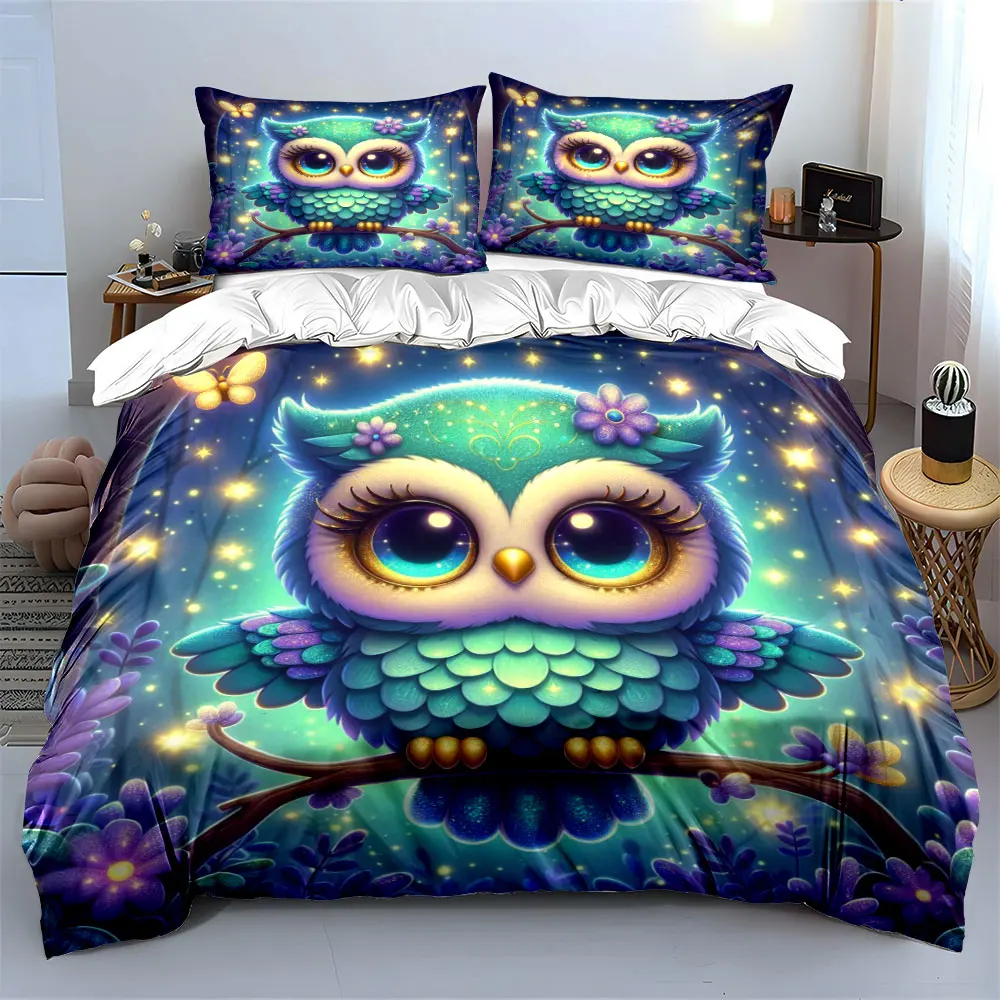 Fantasy blue owl in glowing forest Duvet Cover Set with 3D Printing Design Soft Polyester Bedding Set All-Season Comfort
Fantasy blue owl in glowing forest Duvet Cover Set with 3D Printing Design Soft Polyester Bedding Set All-Season Comfort