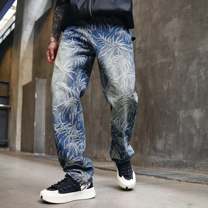 1138 New style jacquard American high street loose straight jeans men casual all-matching handsome long pants
1138 New style jacquard American high street loose straight jeans men casual all-matching handsome long pants
