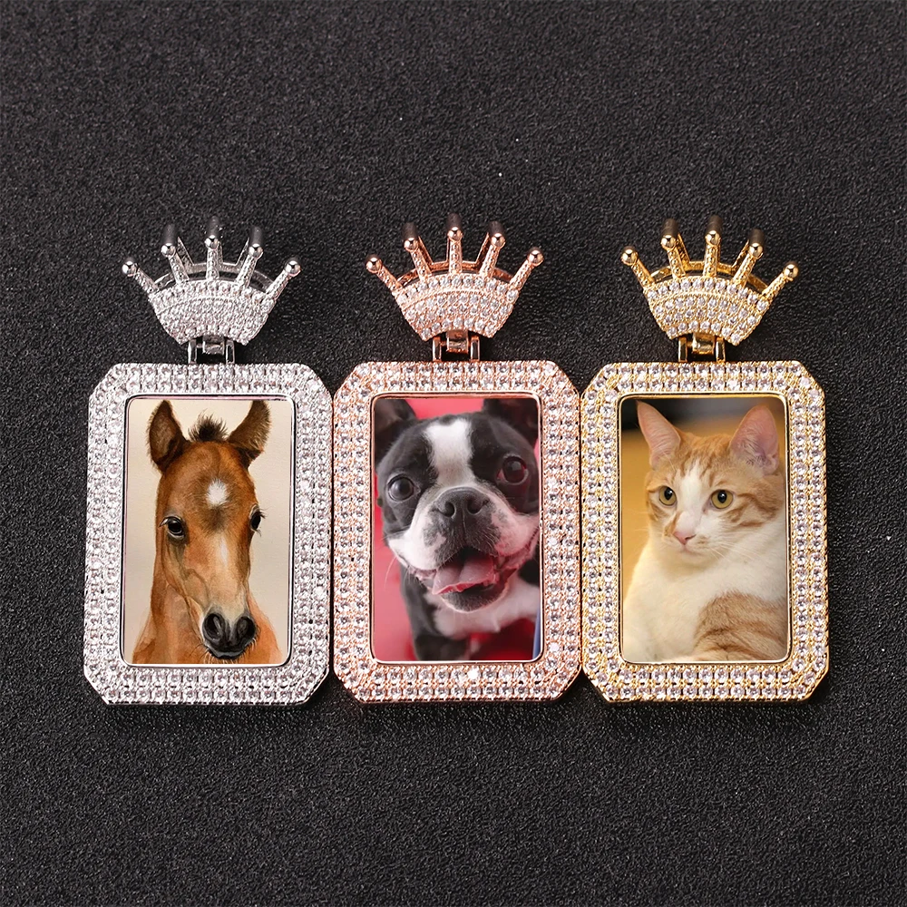HipHop Crown Hook Square Personal Picture Frame Pendants Brass Gold Plated Iced Out Bling CZ Photo Memory Medal Necklace Jewelry
HipHop Crown Hook Square Personal Picture Frame Pendants Brass Gold Plated Iced Out Bling CZ Photo Memory Medal Necklace Jewelry