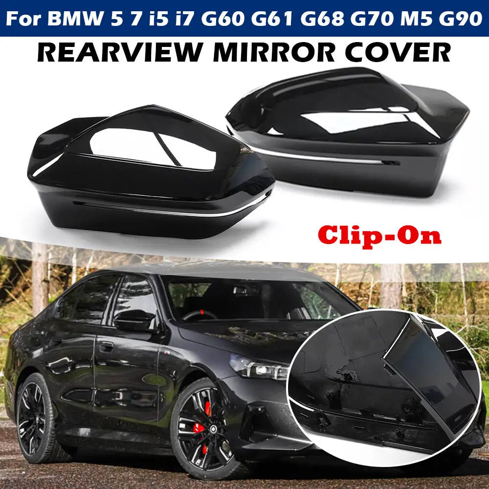 LHD Rearview Side Mirror Cover Cap Trim Gloss Black For BMW i5 5-Series G60 G61 G68 M60 M5 G90 i7 7-Series G70 X3 G45 2024 2025 
LHD Rearview Side Mirror Cover Cap Trim Gloss Black For BMW i5 5-Series G60 G61 G68 M60 M5 G90 i7 7-Series G70 X3 G45 2024 2025