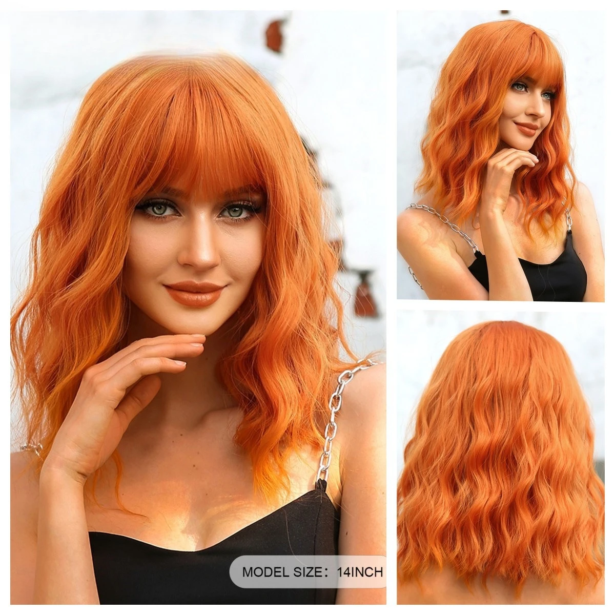 European and American style orange bangs short curly hair bobo head wig full head cover natural fashion hair cover
European and American style orange bangs short curly hair bobo head wig full head cover natural fashion hair cover