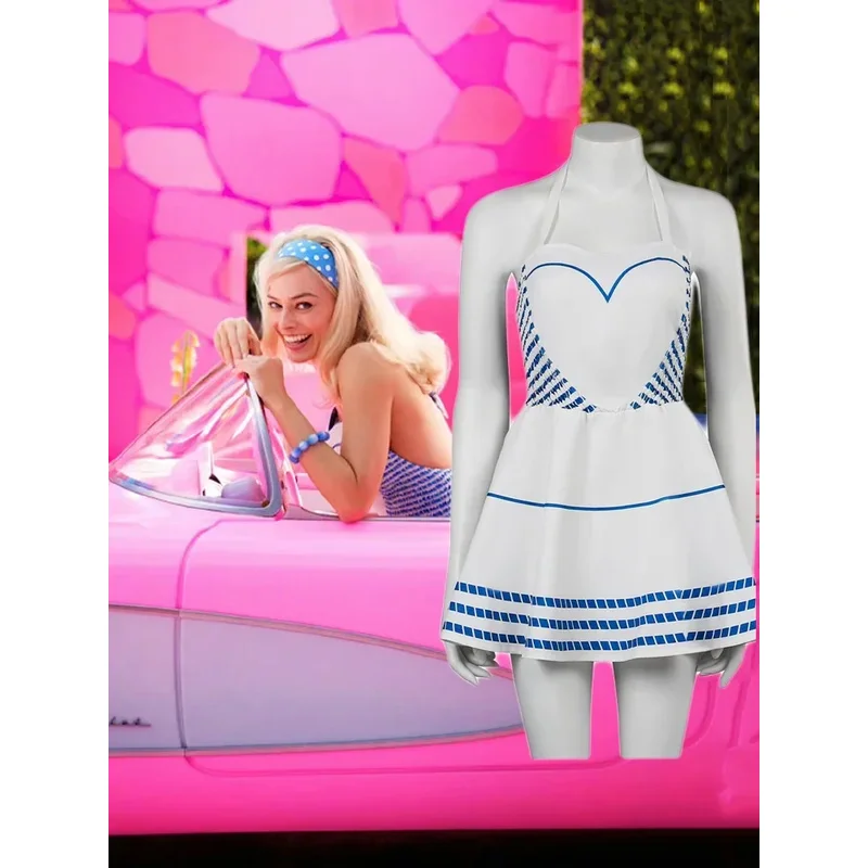 2023NEW Movie Margot Robbie's Barbi Cosplay For Woman Blue Striped Dress Halloween Costumes Halter-neck Dress Fancy Party
2023NEW Movie Margot Robbie's Barbi Cosplay For Woman Blue Striped Dress Halloween Costumes Halter-neck Dress Fancy Party