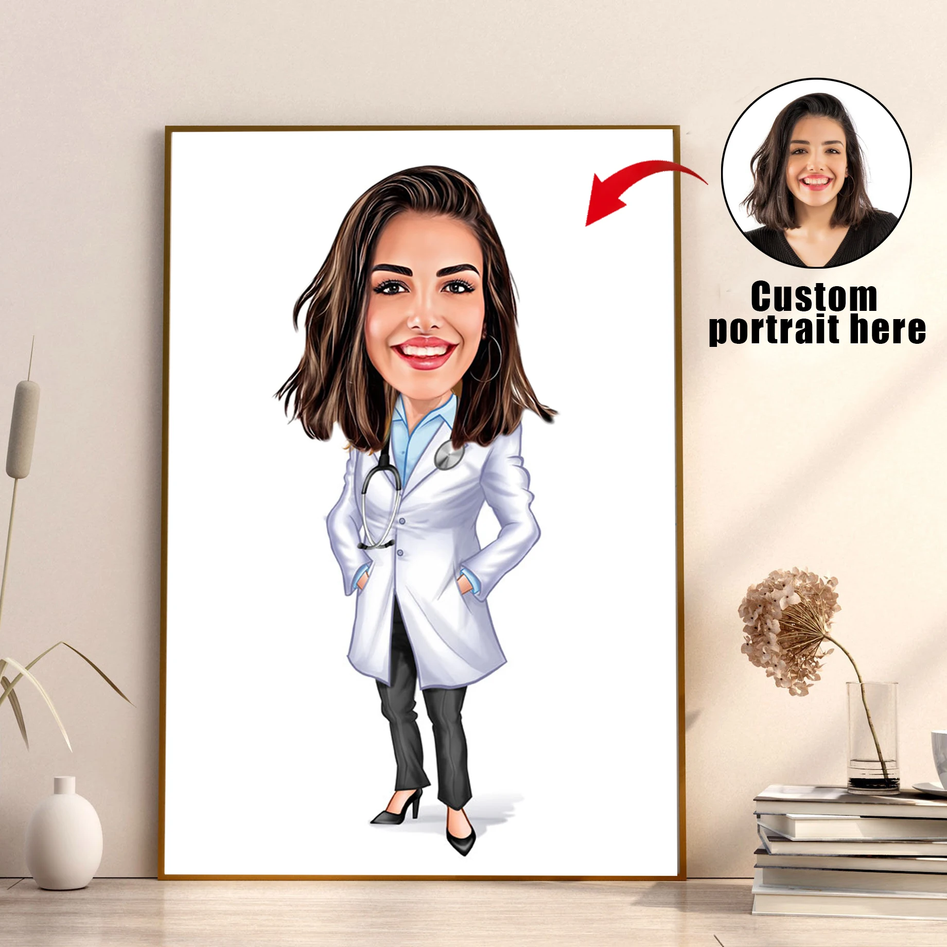Custom cartoon doctor portrait poster female doctor custom gift canvas painting art poster home decoration cartoon doctor
Custom cartoon doctor portrait poster female doctor custom gift canvas painting art poster home decoration cartoon doctor
