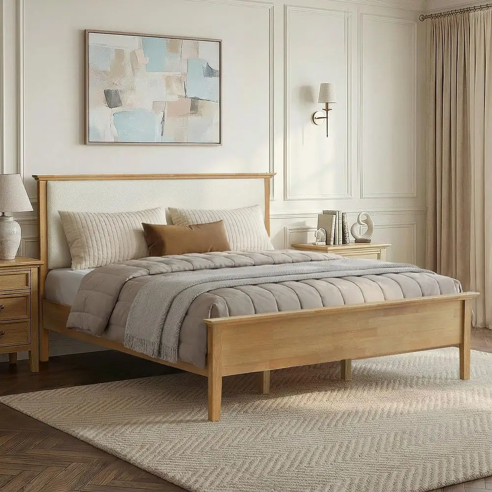 Queen Size Platform Bed Frame, with Boucle Upholstered Headboard amp Wooden Slats Support, Modern Farmhouse Style Bed, No Box S
Queen Size Platform Bed Frame, with Boucle Upholstered Headboard amp Wooden Slats Support, Modern Farmhouse Style Bed, No Box S