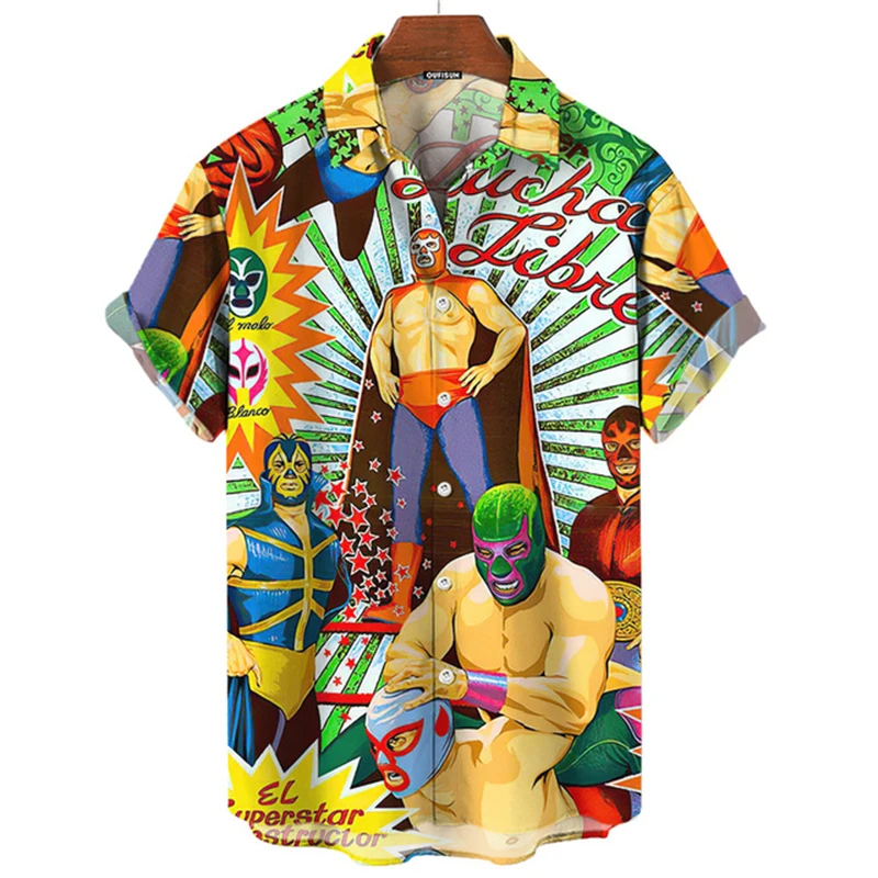 Fashion Wrestling Graphic Hawaiian Shirts For Men Summer Trendy Short Sleeve 3D Printed Shirt Loose Streetwear Button Blouses
Fashion Wrestling Graphic Hawaiian Shirts For Men Summer Trendy Short Sleeve 3D Printed Shirt Loose Streetwear Button Blouses