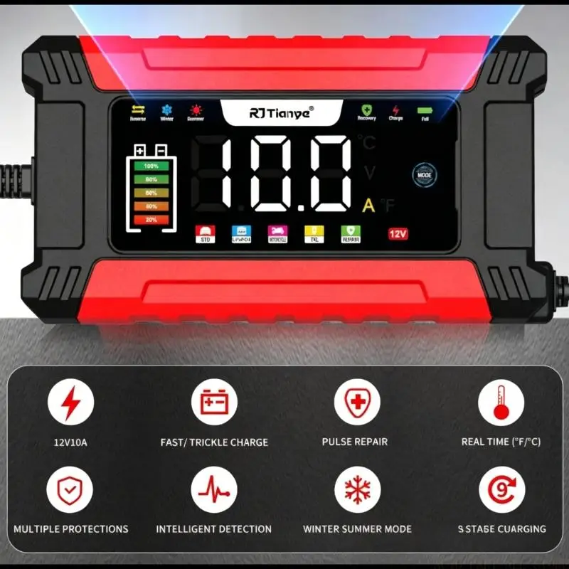J0MA 12V 10A Car Battery Chargers With Intelligent For Lead Acid And Lithium Batteries ABS Housing Compact Design
J0MA 12V 10A Car Battery Chargers With Intelligent For Lead Acid And Lithium Batteries ABS Housing Compact Design