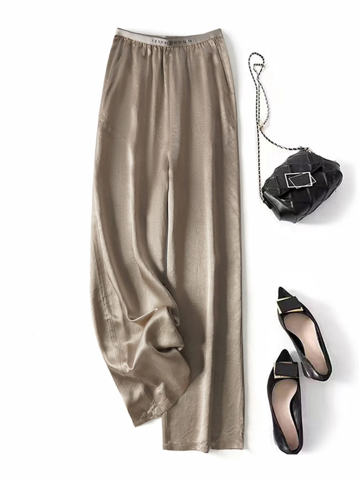Elegant High Waist Wide Leg Pants Women's Summer Thin Straight Cut Acetate Texture Pressed Wrinkle Breathable Suit Trousers
Elegant High Waist Wide Leg Pants Women's Summer Thin Straight Cut Acetate Texture Pressed Wrinkle Breathable Suit Trousers