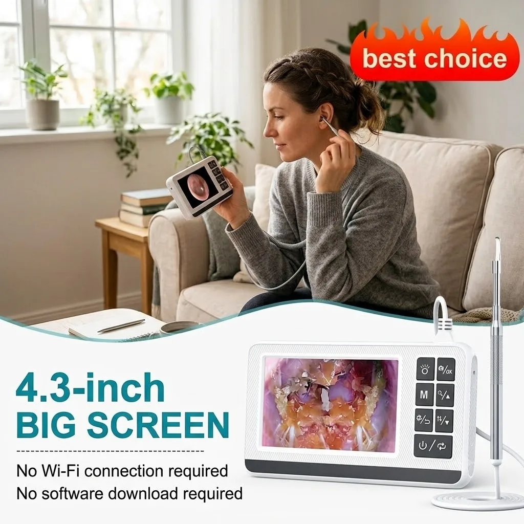 Ear Camera Digital Otoscope 3.9mm Lens 4.3 Inch Screen Inspection HD 1080P Ear Cleaning camera for Kids and Adults Equipment
Ear Camera Digital Otoscope 3.9mm Lens 4.3 Inch Screen Inspection HD 1080P Ear Cleaning camera for Kids and Adults Equipment