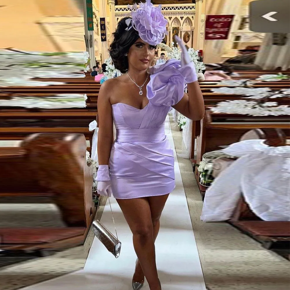 Modern Lilac Satin Cocktail Dress Mini Short One Shoulder Cocktail Gown for Women Sheath Pleat Sleeveless Party Gown
Modern Lilac Satin Cocktail Dress Mini Short One Shoulder Cocktail Gown for Women Sheath Pleat Sleeveless Party Gown
