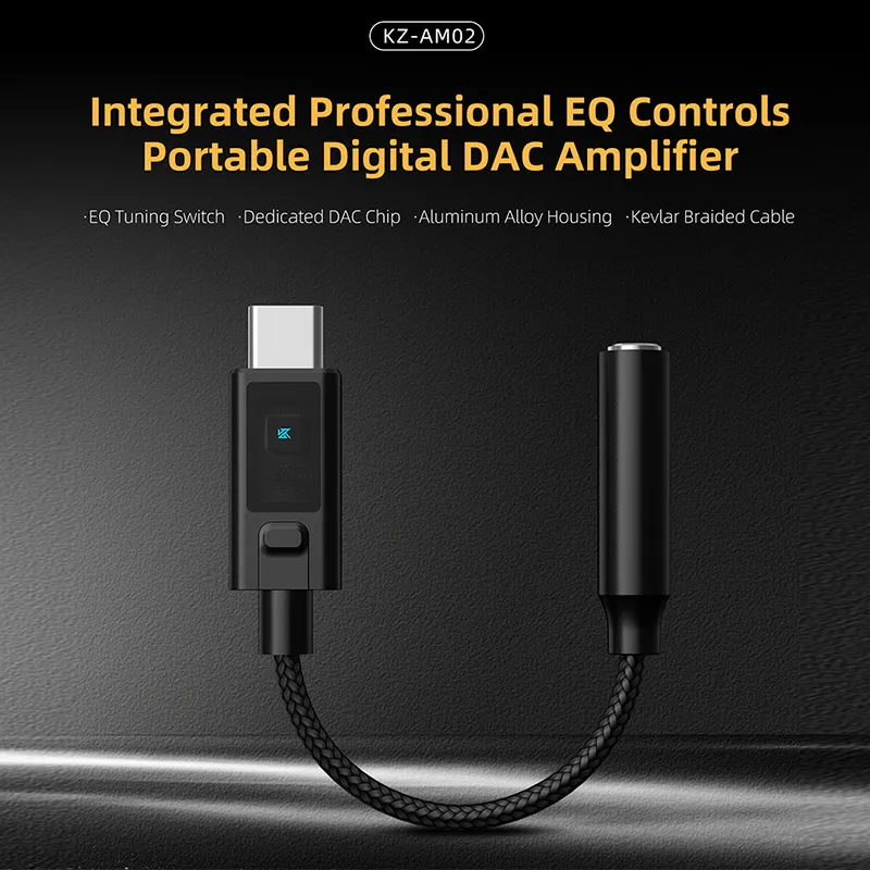 KZ AM02 TYPE-C TO 3.5 Integrates Professional Grade Sound Adjustment Function and Portable Digital Decoding Headphone Amplifier
KZ AM02 TYPE-C TO 3.5 Integrates Professional Grade Sound Adjustment Function and Portable Digital Decoding Headphone Amplifier