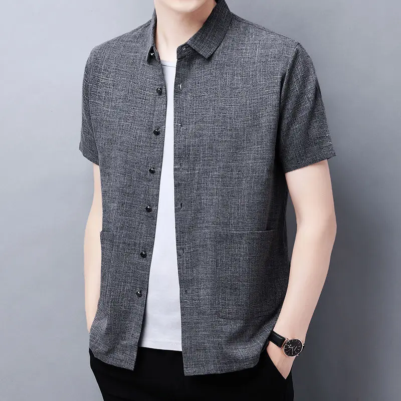 Business Casual 2023 Men's Clothing Turn-down Collar Spring Summer Thin Short Sleeve Button Solid Loose Simplicity Man Shirts
Business Casual 2023 Men's Clothing Turn-down Collar Spring Summer Thin Short Sleeve Button Solid Loose Simplicity Man Shirts
