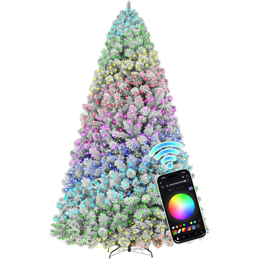 9-футовая флокированная предварительно освещенная рождественская елка со светодиодной подсветкой 753, искусственная рождественская елка с управлением через приложение и разноцветными огнями RGBW
9-футовая флокированная предварительно освещенная рождественская елка со светодиодной подсветкой 753, искусственная рождественская елка с управлением через приложение и разноцветными огнями RGBW