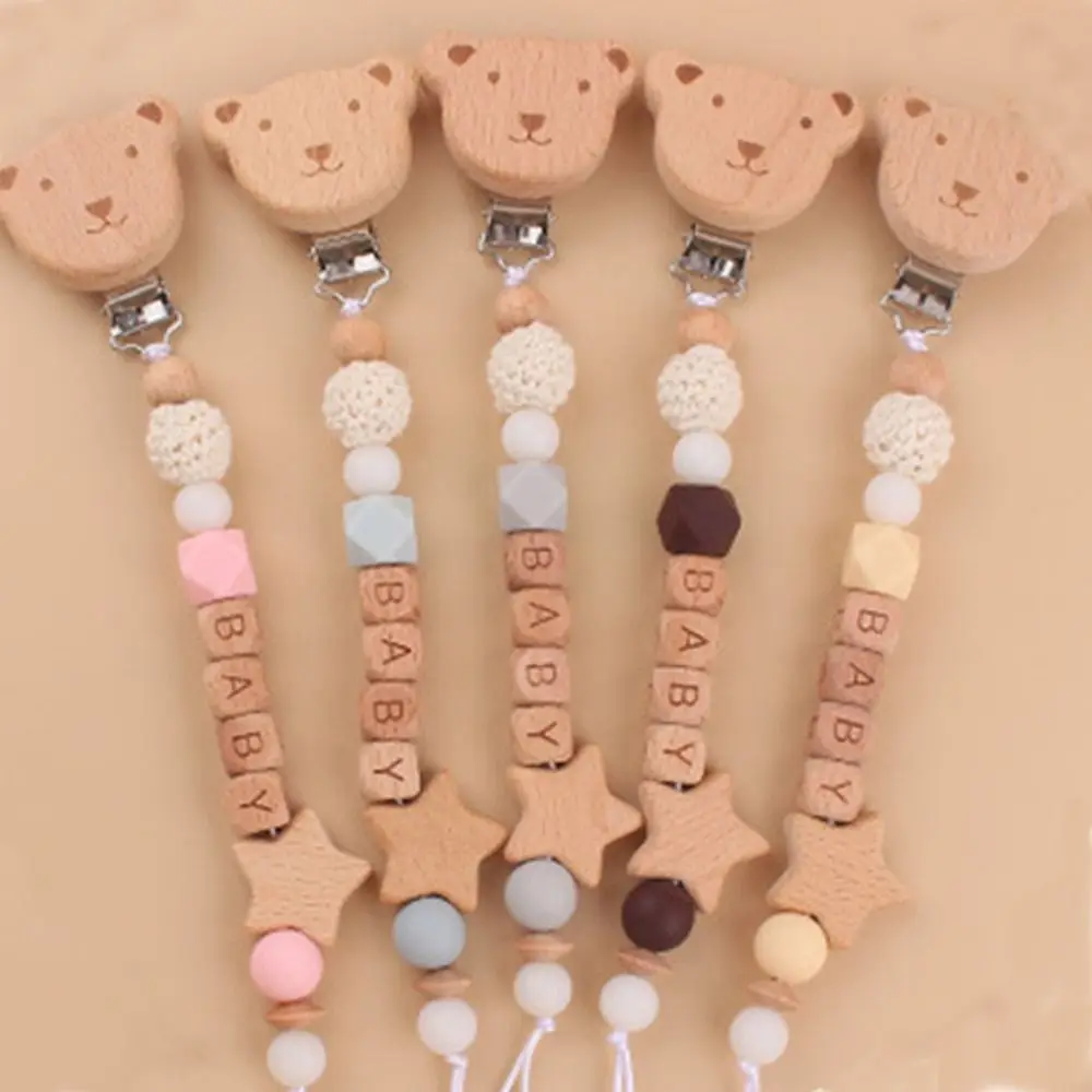 Dummy Clips Pacifier Holder Clips Bear Wooden Bead Baby Pacifier Chain Nipple Holder Clips Soother Holder
Dummy Clips Pacifier Holder Clips Bear Wooden Bead Baby Pacifier Chain Nipple Holder Clips Soother Holder