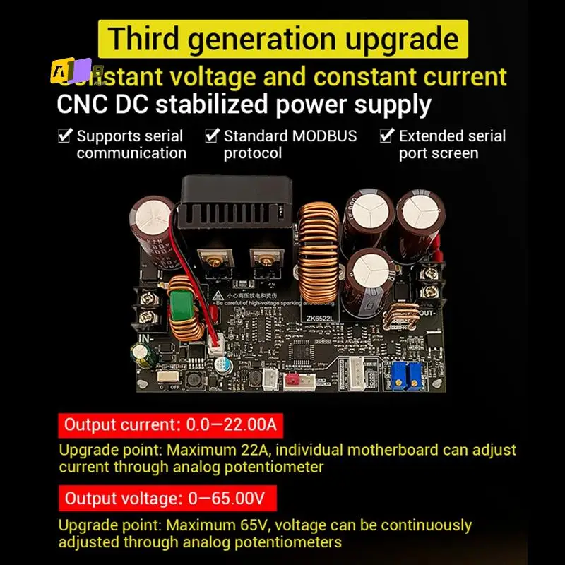 A08F-Zk-6522 CNC Step-Down DC Power Supply Adjustable Voltage Voltage And Constant Voltage Constant Current Module 22A 65V
A08F-Zk-6522 CNC Step-Down DC Power Supply Adjustable Voltage Voltage And Constant Voltage Constant Current Module 22A 65V
