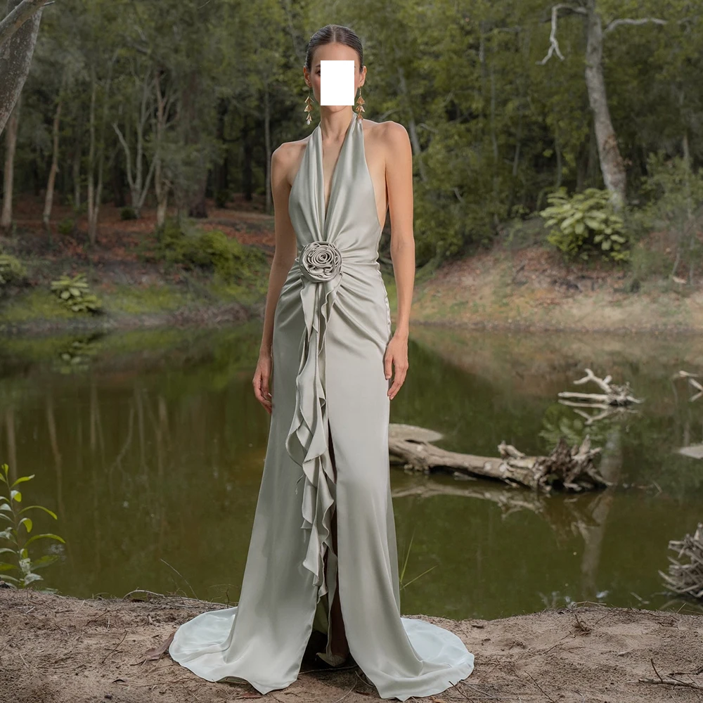 Saudi Evening Gowns Straight Sleeveless Jersey Floor Length Pleats Sweep Train 3D Flowers Solid Color Special Occasion Gowns
Saudi Evening Gowns Straight Sleeveless Jersey Floor Length Pleats Sweep Train 3D Flowers Solid Color Special Occasion Gowns
