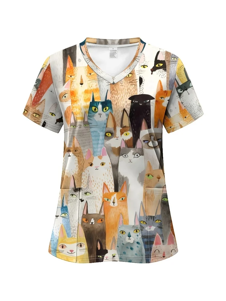 Clinical Uniform Woman Dinosaur Cartoon Print Vet Scrubs Woman Tops V-Neck Short Sleeve with Micro Stretch Nurse Uniform Woman
Clinical Uniform Woman Dinosaur Cartoon Print Vet Scrubs Woman Tops V-Neck Short Sleeve with Micro Stretch Nurse Uniform Woman