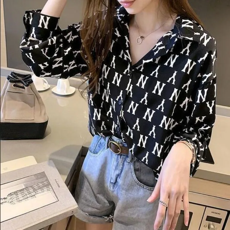 Ladies Spring Summer Korean Fashion Printing Button Collar Women Shirts Simplicity All-match Appear Thin Long Sleeve Top Te
Ladies Spring Summer Korean Fashion Printing Button Collar Women Shirts Simplicity All-match Appear Thin Long Sleeve Top Te