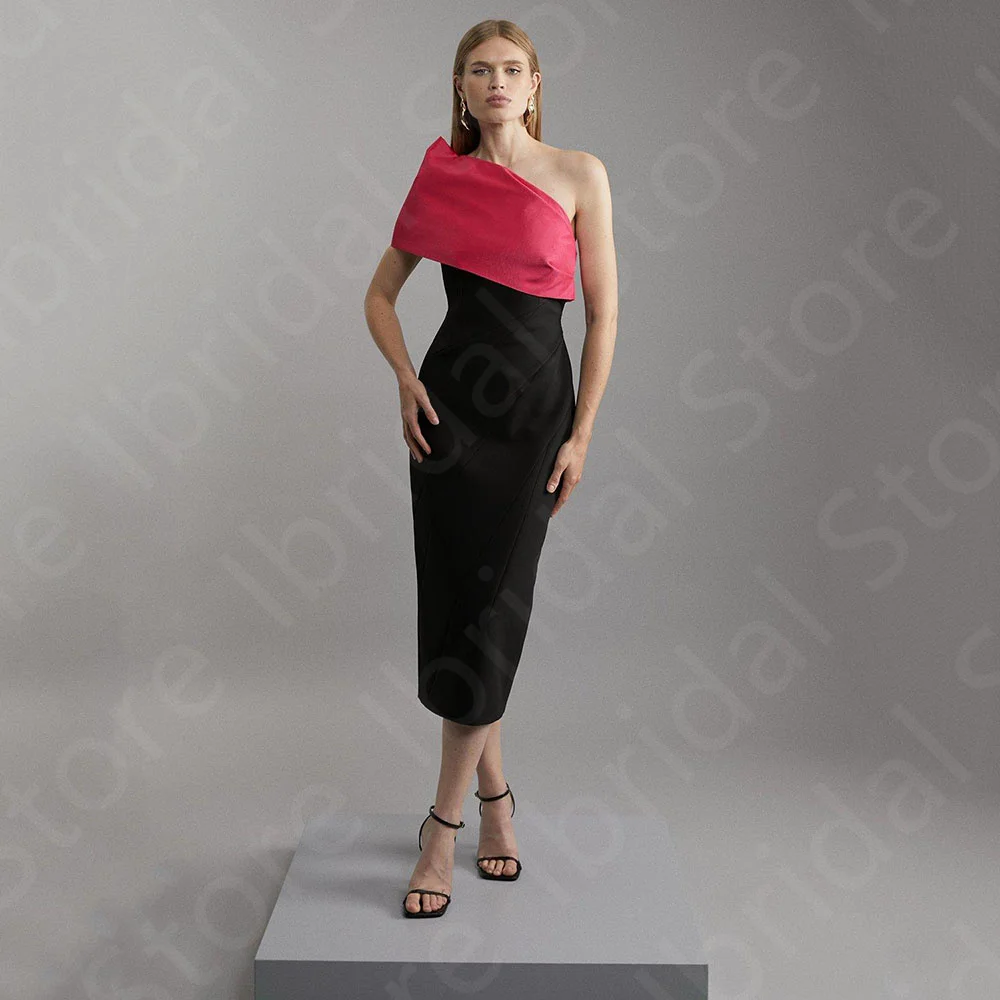 Customized New Black Prom Gowns Contrast Color 2025 Prom Party Dresses Mid Calf Length Wedding Guest Gowns One Shoulder Back Out
Customized New Black Prom Gowns Contrast Color 2025 Prom Party Dresses Mid Calf Length Wedding Guest Gowns One Shoulder Back Out