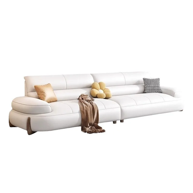 New cream style simple curved leather sofa size apartment
New cream style simple curved leather sofa size apartment