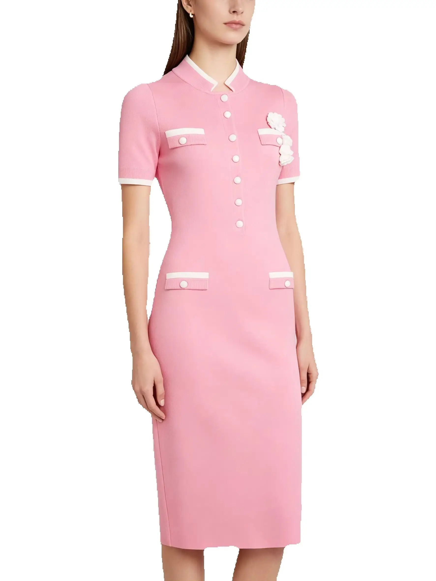 Two Color High-quality Spring And Summer New Fashionable Knitted Slim Fit Chest Flower Short Sleeved Women's Long Dress
Two Color High-quality Spring And Summer New Fashionable Knitted Slim Fit Chest Flower Short Sleeved Women's Long Dress