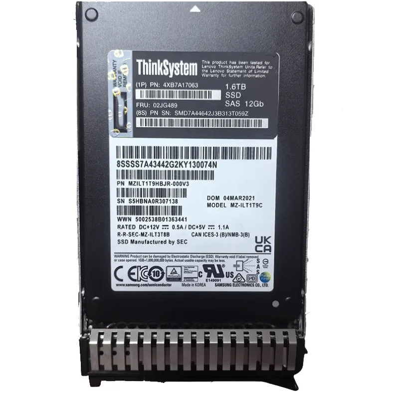 4XB7A17063 B8J4 02JG489 ThinkSystem 2,5 дюйма PM1645a 1,6 ТБ Mainstream SAS 12 ГБ SSD с возможностью горячей замены с лотком
4XB7A17063 B8J4 02JG489 ThinkSystem 2,5 дюйма PM1645a 1,6 ТБ Mainstream SAS 12 ГБ SSD с возможностью горячей замены с лотком