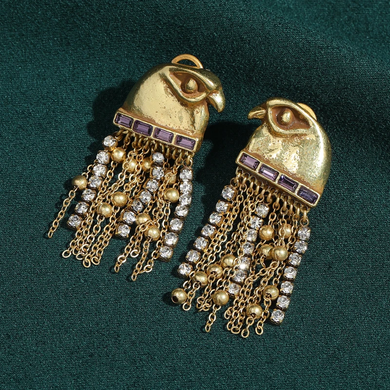 Vintage Gold Color Eagle Drop Earrings Large Head Designer Natural Stone Long Tassel Chain Retro Element For Lady New Party 2026
Vintage Gold Color Eagle Drop Earrings Large Head Designer Natural Stone Long Tassel Chain Retro Element For Lady New Party 2026