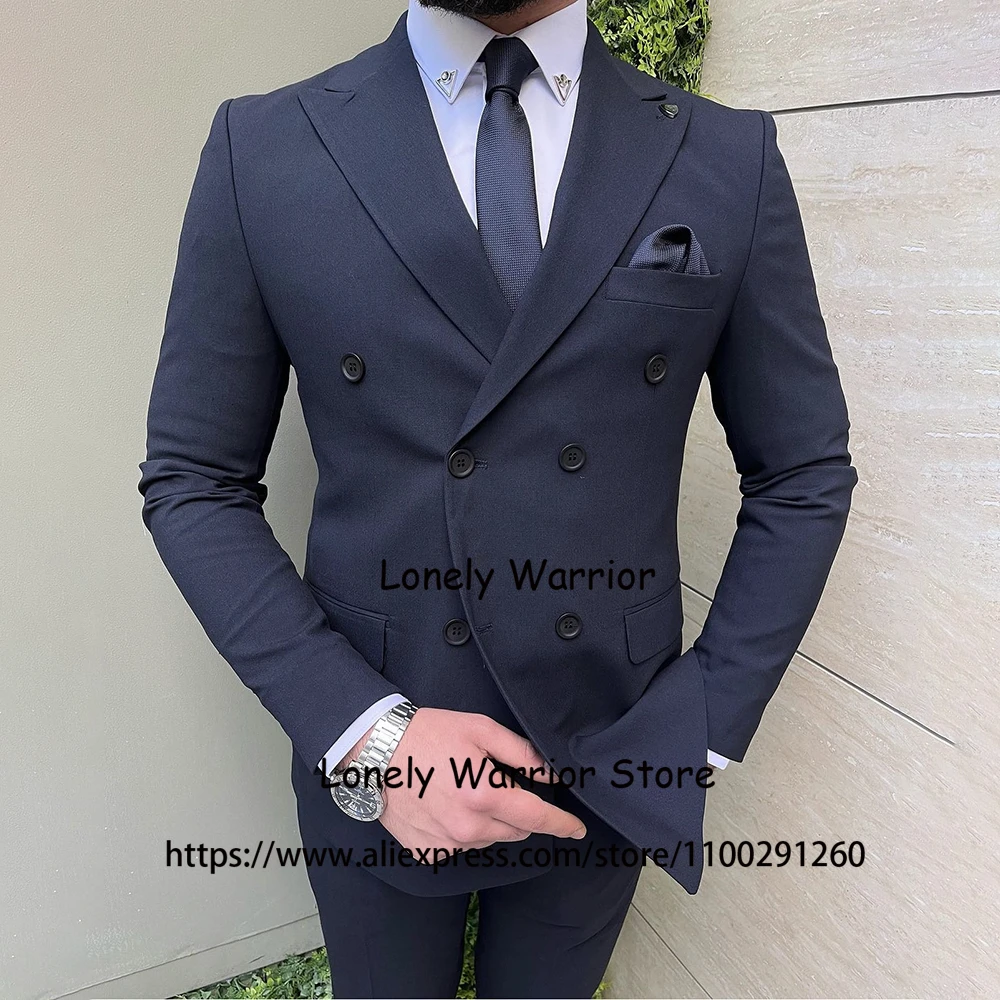Fashion Navy Blue Suits Mens Double Breasted Business Blazer Wedding Groom Tuxedo 2 Piece Daily Jacket Pants Set Terno Masculino
Fashion Navy Blue Suits Mens Double Breasted Business Blazer Wedding Groom Tuxedo 2 Piece Daily Jacket Pants Set Terno Masculino
