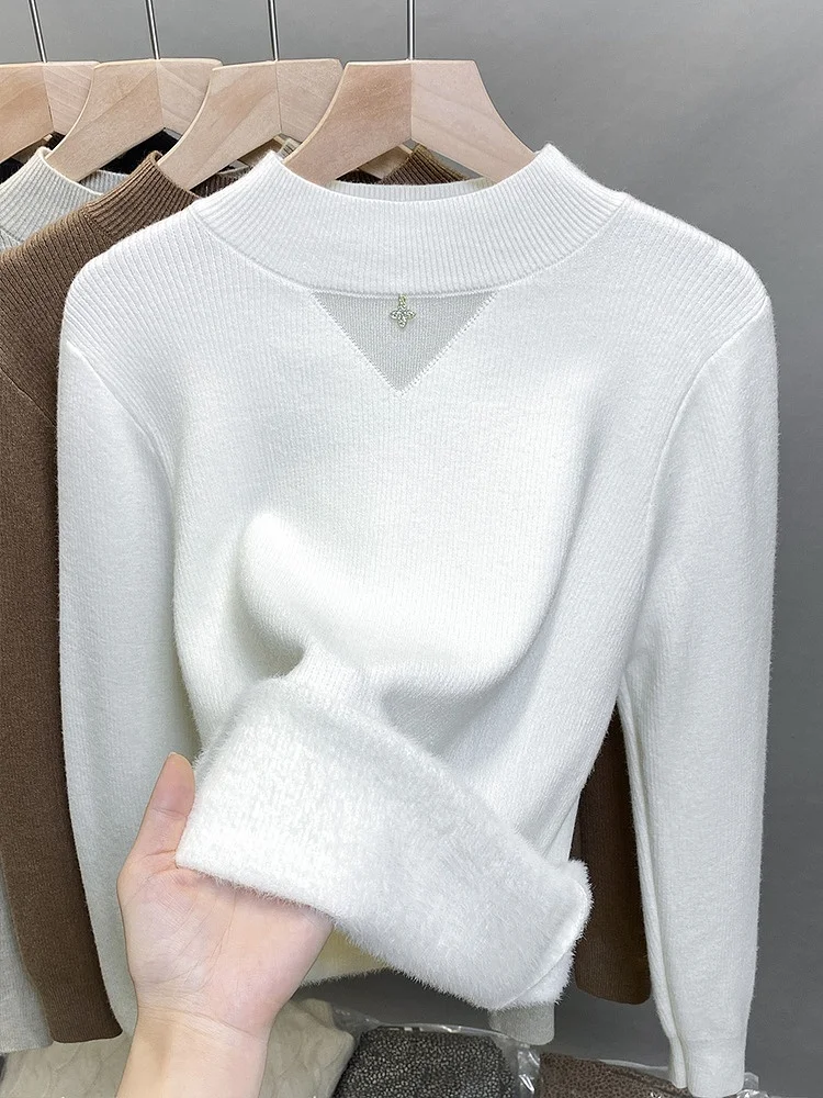 Женская утепленная трикотажная кофта с высоким воротником на флисовой подкладке, весна 2025, модный облегающий топ с длинным рукавом
Женская утепленная трикотажная кофта с высоким воротником на флисовой подкладке, весна 2025, модный облегающий топ с длинным рукавом