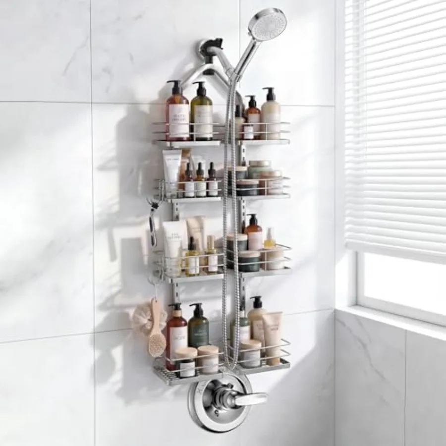 Adjustable Hanging Shower Caddy for Handheld Showerhead, 4-Tier Rustproof Shower Rack Baskets, Anti-Swing Hanging Shower Organi
Adjustable Hanging Shower Caddy for Handheld Showerhead, 4-Tier Rustproof Shower Rack Baskets, Anti-Swing Hanging Shower Organi