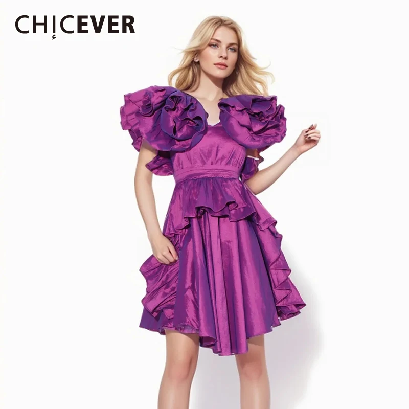 CHICEVER Patchwork Ruffles Retro Dresses For Women V Neck Short Sleeve High Waist Spliced 3D Flower Temperament Dress Female New
CHICEVER Patchwork Ruffles Retro Dresses For Women V Neck Short Sleeve High Waist Spliced 3D Flower Temperament Dress Female New