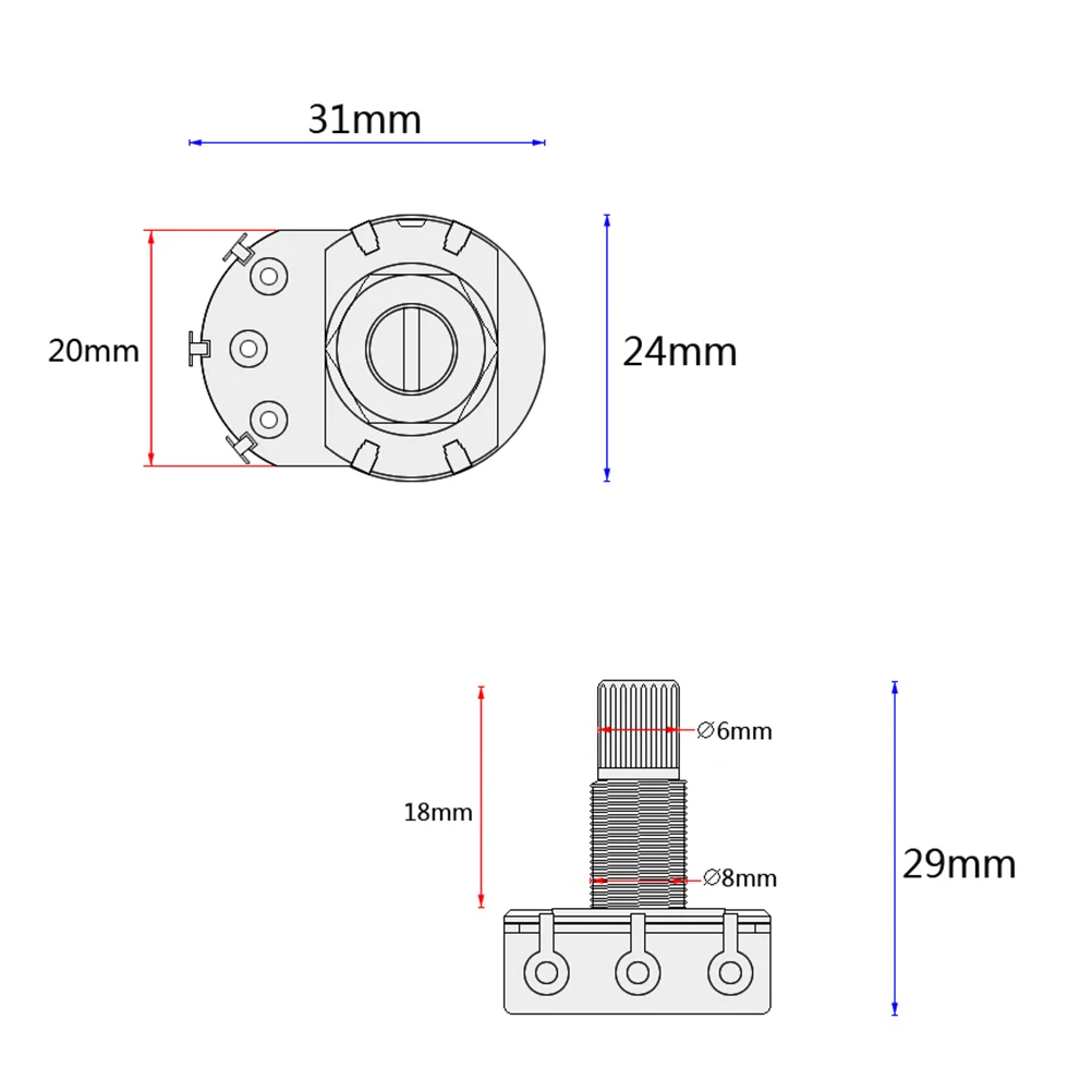 2 pcs 250K Ohm Audio Potentiometer Long Shaft 6Mm Knurled B Type Guitar Replacement Bass Digital Linear Instrument Part
2 pcs 250K Ohm Audio Potentiometer Long Shaft 6Mm Knurled B Type Guitar Replacement Bass Digital Linear Instrument Part