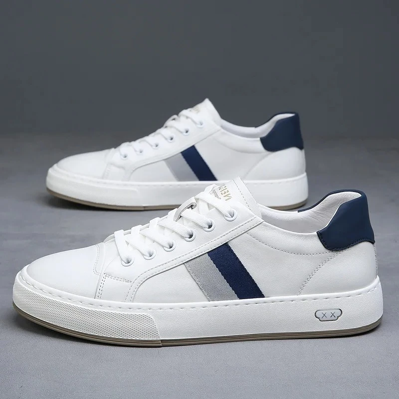 Europ Men Genuine Leather Casual Shoes Fashion Striped White Flat Skate Shoes Street Cool Loafers
Europ Men Genuine Leather Casual Shoes Fashion Striped White Flat Skate Shoes Street Cool Loafers