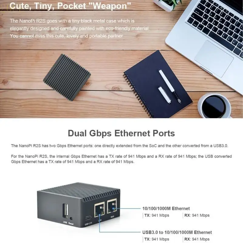 20CE Two Gbps Ports Mini Router NanoPi R2S Development Board High Speed Networking
20CE Two Gbps Ports Mini Router NanoPi R2S Development Board High Speed Networking