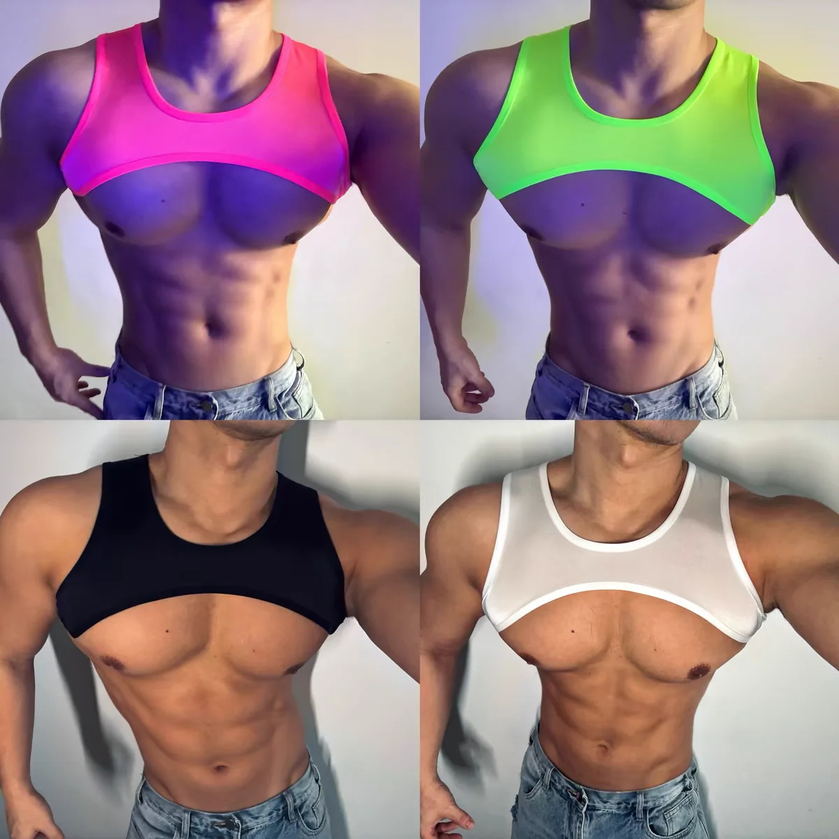 New Sexy colorful top Tank Nightclub Bar Male Singer Gogo Costumes Elastic Strength Net Tops Suits Jazz Dance Suit
New Sexy colorful top Tank Nightclub Bar Male Singer Gogo Costumes Elastic Strength Net Tops Suits Jazz Dance Suit