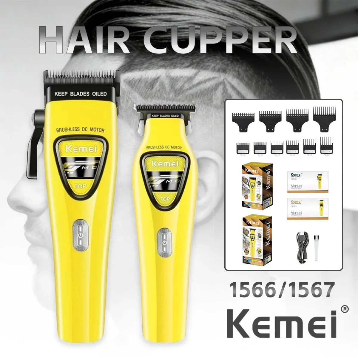 Kemei Barber Hair Clippers and Hair Trimmers Combo External Rotor Brushless Motor Hair Cutting Machine for Men KM-1566 KM-1567
Kemei Barber Hair Clippers and Hair Trimmers Combo External Rotor Brushless Motor Hair Cutting Machine for Men KM-1566 KM-1567