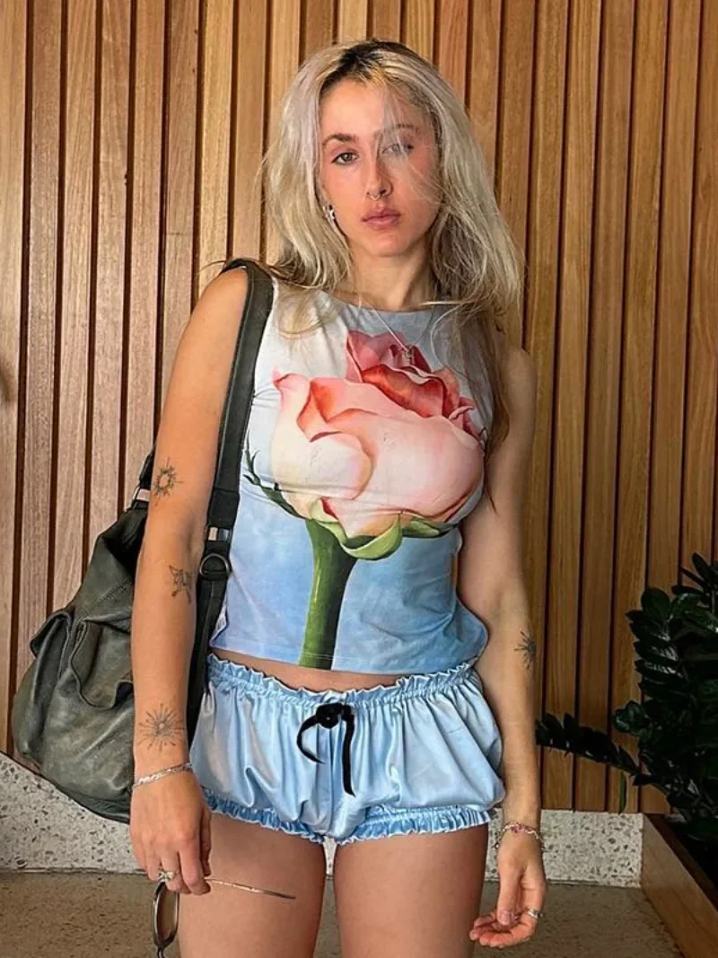 Fashion Sexy Floral Printed Tank Tops Beach Vacation Corset O-neck Sleeveless Bandage Backless Slim Crop Top Female T-shirts
Fashion Sexy Floral Printed Tank Tops Beach Vacation Corset O-neck Sleeveless Bandage Backless Slim Crop Top Female T-shirts