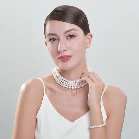 YWYC 8-9mm Bread Round White Pink Purple Mix Colorful Pearl Bracelets for Women 925 Sterling Silver Buckle Bracelet Jewelry