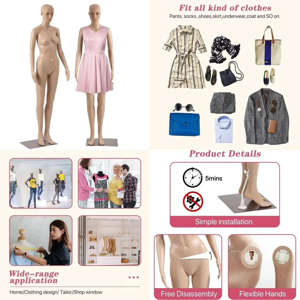 69 Female Full Body Mannequin with Metal Base, Adjustable, Detachable, and Poseable for Realistic Display
69 Female Full Body Mannequin with Metal Base, Adjustable, Detachable, and Poseable for Realistic Display