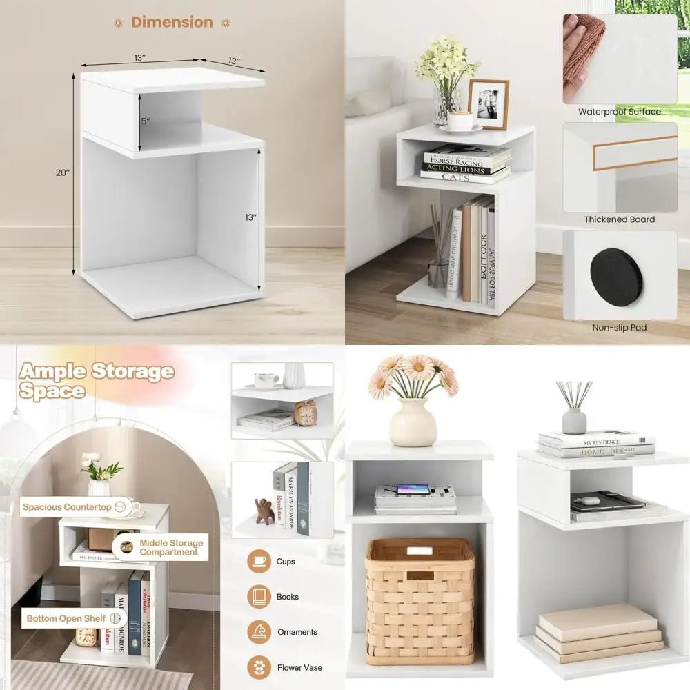 Set of 2 S-Shaped 3-Tier Side Tables with Open Shelves, Modern Wooden Nightstands for Living Room, Bedroom, Small Spaces, Easy A
Set of 2 S-Shaped 3-Tier Side Tables with Open Shelves, Modern Wooden Nightstands for Living Room, Bedroom, Small Spaces, Easy A