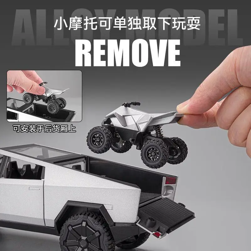 1:36 Scale Tesla Cybertruck Alloy Diecast Pickup Model with Removable ATV Vehicle for Collection Gift Home Ornament Display
1:36 Scale Tesla Cybertruck Alloy Diecast Pickup Model with Removable ATV Vehicle for Collection Gift Home Ornament Display