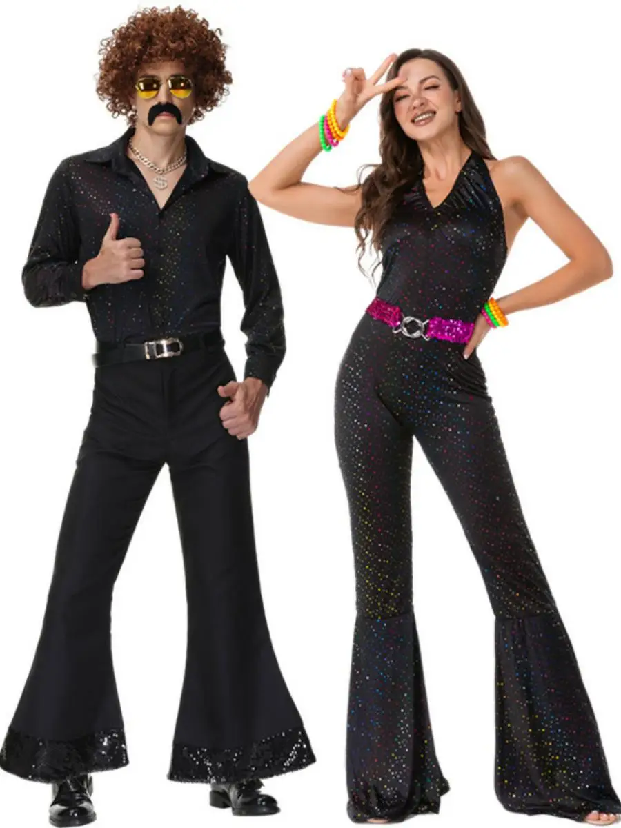 Дискотека с блестками, костюмы для пар, для взрослых, 70-е годы, ретро наряды на Хэллоуин, одежда для выступлений в ночном клубе, полиэстер, летняя мода
Дискотека с блестками, костюмы для пар, для взрослых, 70-е годы, ретро наряды на Хэллоуин, одежда для выступлений в ночном клубе, полиэстер, летняя мода