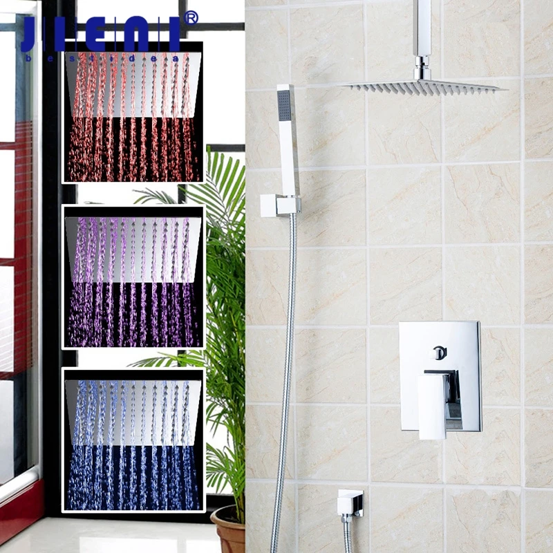 LED Ceiling Mounted LED Bathroom Rain Chrome Shower Set With 8" Super Thin head Shower Set Faucets
LED Ceiling Mounted LED Bathroom Rain Chrome Shower Set With 8" Super Thin head Shower Set Faucets