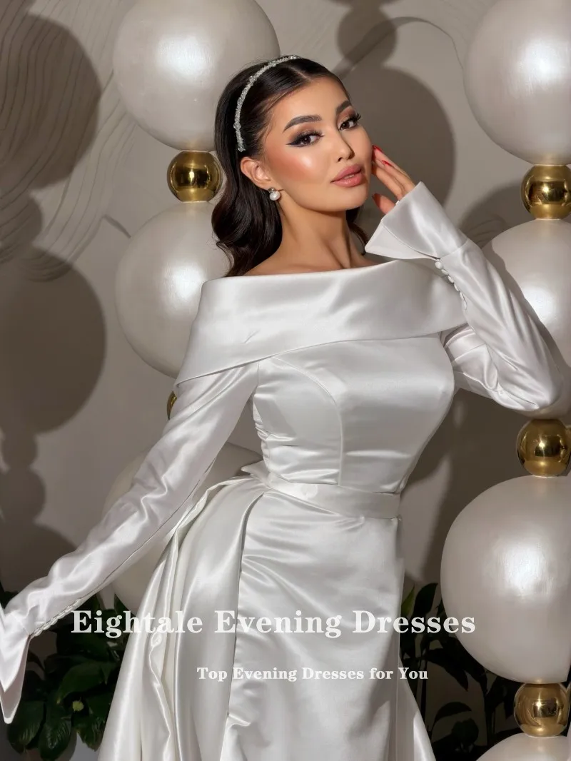 Eightale Arabic Wedding Dress Customized Ivory O-Neck Bridal Gown Long Sleeves Satin Muslim Mermaid Bride Party Dress
Eightale Arabic Wedding Dress Customized Ivory O-Neck Bridal Gown Long Sleeves Satin Muslim Mermaid Bride Party Dress