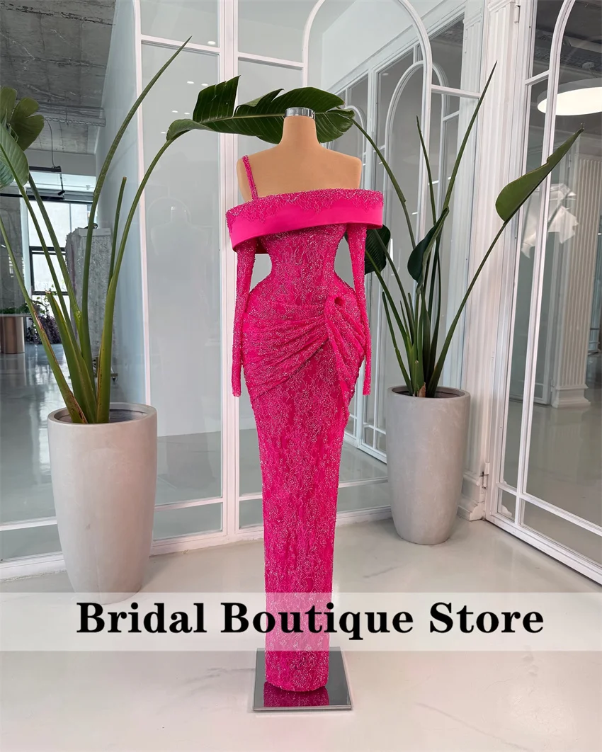 Hot Pink Mermaid Evening Dress Beading Birthday Party Gown Wedding Party Gowns Aso Ebi Robes De Soirée Customized
Hot Pink Mermaid Evening Dress Beading Birthday Party Gown Wedding Party Gowns Aso Ebi Robes De Soirée Customized
