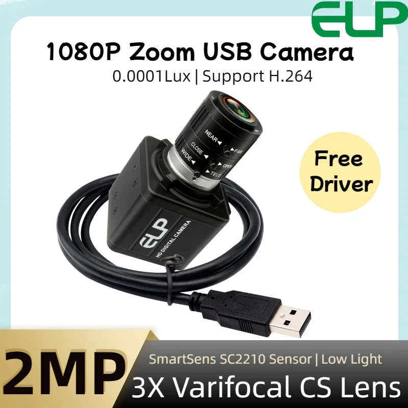 ELP 3.6-10mm Zoom USB Camera SmartSens SC2210 HDR Webcam H.264 2MP Starvis Low Light 0.0001Lux mini Video Security Camera
ELP 3.6-10mm Zoom USB Camera SmartSens SC2210 HDR Webcam H.264 2MP Starvis Low Light 0.0001Lux mini Video Security Camera