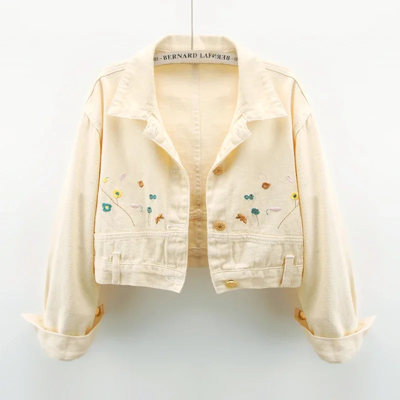Fashion Yellow Embroidery Denim Jacket Women Loose Short Cowboy Outerwear Chaquetas Mujer Long Sleeve Jeans Jacket Coat Female
Fashion Yellow Embroidery Denim Jacket Women Loose Short Cowboy Outerwear Chaquetas Mujer Long Sleeve Jeans Jacket Coat Female