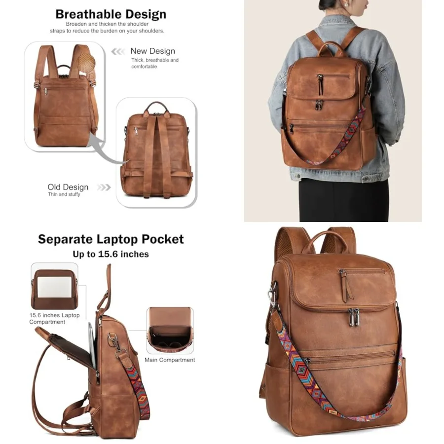 Laptop Backpack for Women Leather Travel Backpack with Laptop Compartment, Designer Ladies Computer Backpacks Brown
Laptop Backpack for Women Leather Travel Backpack with Laptop Compartment, Designer Ladies Computer Backpacks Brown