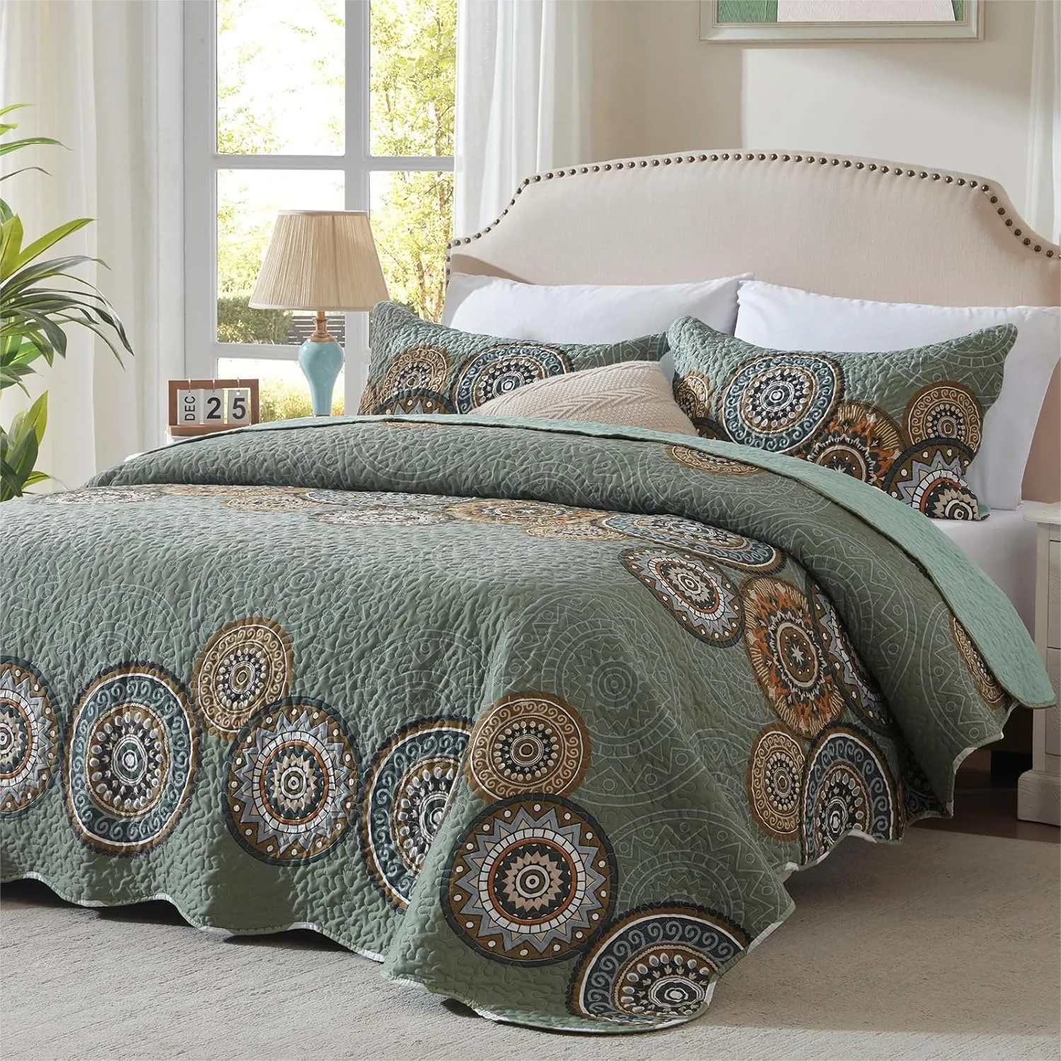 King Size Olive Green Quilt Set 3 Pieces, Lightweight Oversized Bedspread 98"x106", Soft Microfiber Floral Coverlet for All
King Size Olive Green Quilt Set 3 Pieces, Lightweight Oversized Bedspread 98"x106", Soft Microfiber Floral Coverlet for All